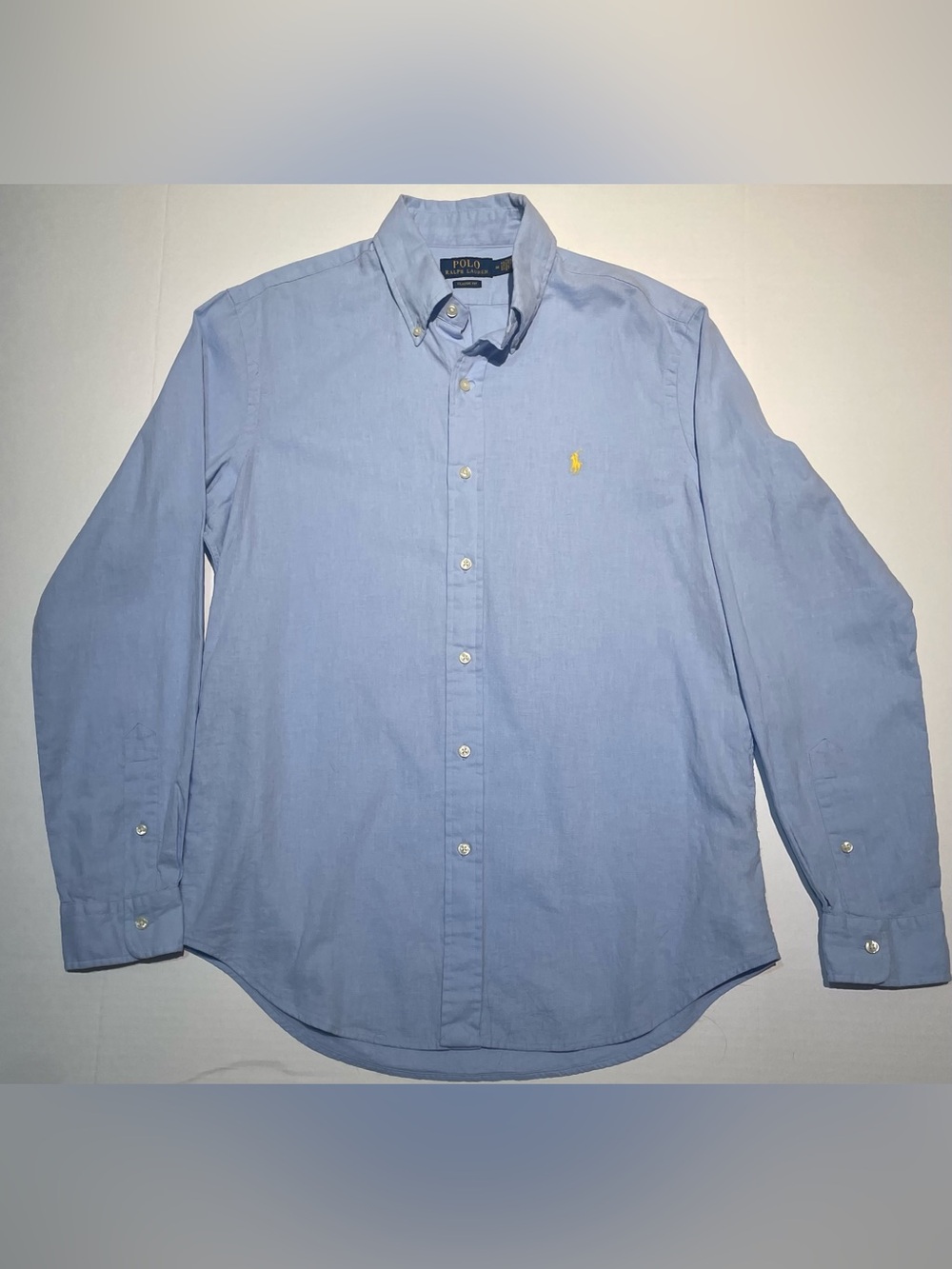 Polo Ralph Lauren Linen Cotton Blend Light Blue Button Down Shirt Size Medium M